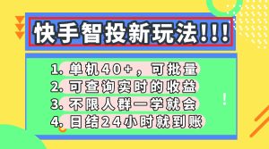 快手智投新玩法，单机日入40+，可批量，可查询实时收益，收益日结24小…-七量思维