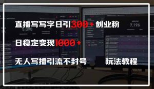 直播写写字日引300+创业粉，日稳定变现600+无人写播引流不封号，玩法教程-七量思维