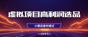 虚拟项目高利润选品方法，做好单店利润1W+，可多店倍增利润-七量思维