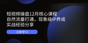 短视频操盘12月核心课程：自然流量打通，现象级IP养成，实战经验分享-七量思维
