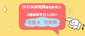 2025头条视频掘金新风口：0基础日入300+，可放大，可矩阵-七量思维
