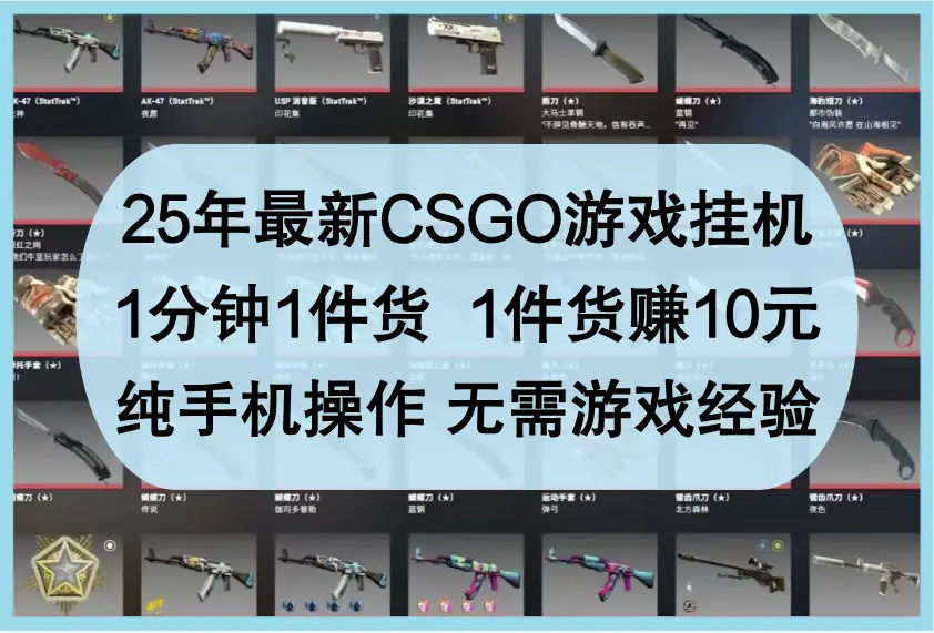 25年最新CSGO游戏挂机，1分钟1件货，1件货赚10元，纯手机操作，无需游戏经验-创业猫