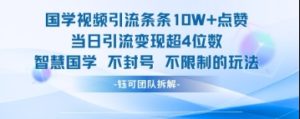 国学视频引流条条10W+点赞当日引流变现超4位数-七量思维
