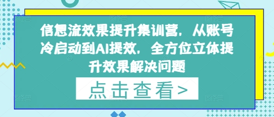 信息流效果提升集训营，从账号冷启动到AI提效，全方位立体提升效果解决问题-七量思维