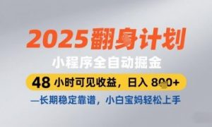 2025小程序全自动掘金,48 小时可见收益,日入8张,长期稳定靠谱,小白宝妈轻松上手【揭秘】-七量思维