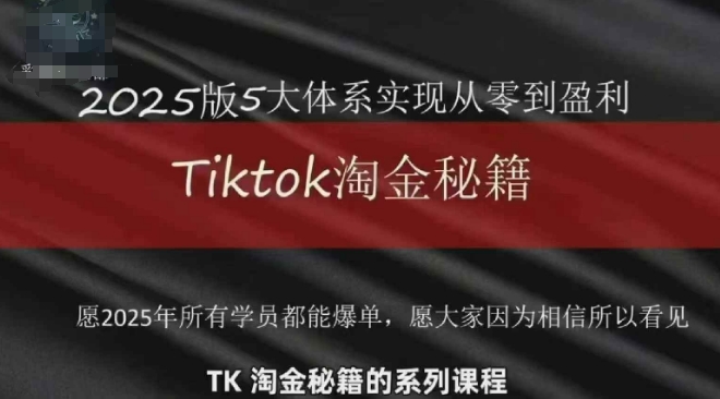 TikTok跨境2025淘金秘籍，​2025TikTok从0到盈利变现-七量思维