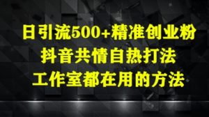 日引流500+精准创业粉，抖音共情自热打法，工作室都在用的方法-七量思维