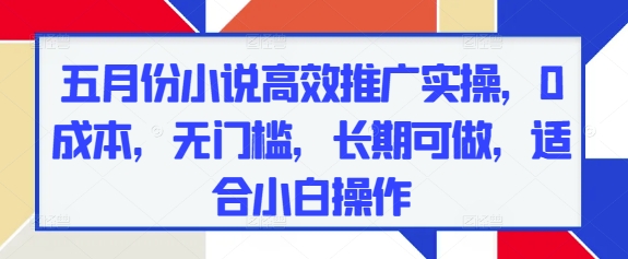 五月份小说高效推广实操，0成本，无门槛，长期可做，适合小白操作-七量思维