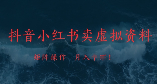 抖音小红书卖虚拟资料，市场需求一直存在，矩阵操作，月入1w+-七量思维