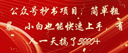 公众号抄书项目，简单粗暴，小白也能快速上手，有人一天搞了1k+-七量思维