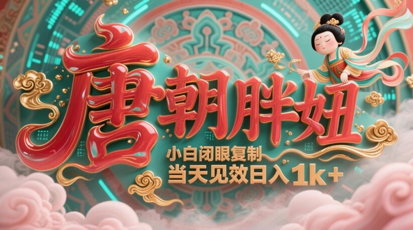 用AI克隆“唐朝胖妞”日更3条，平台疯狂推流，小白闭眼复制，当天见效，日入1k+-七量思维