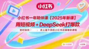 小红书一年陪伴课【2025年新课】,用短视频+deepSeek打爆款,史上最干货的小红书店铺爆款课程-七量思维