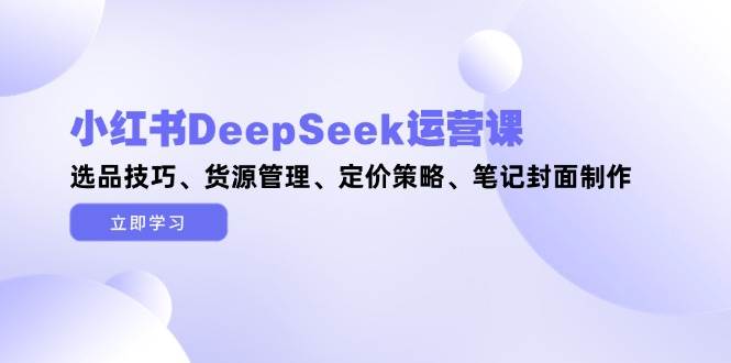 小红书DeepSeek运营课，选品技巧、货源管理、定价策略、笔记封面制作-七量思维