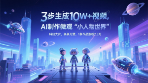 三步生成10W+视频,AI制作微观“小人物世界”科幻大片,条条万赞,1条作品涨粉2.3万-七量思维