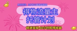 得物流量主托管计划,原创玩法,5分钟三重收益变现,快速变现,48小时即得收益【揭秘】-七量思维