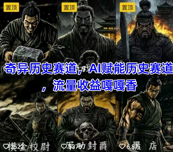 抖音奇异历史赛道，AI赋能历史赛道，流量收益嘎嘎香，狂撸伙伴计划-七量思维
