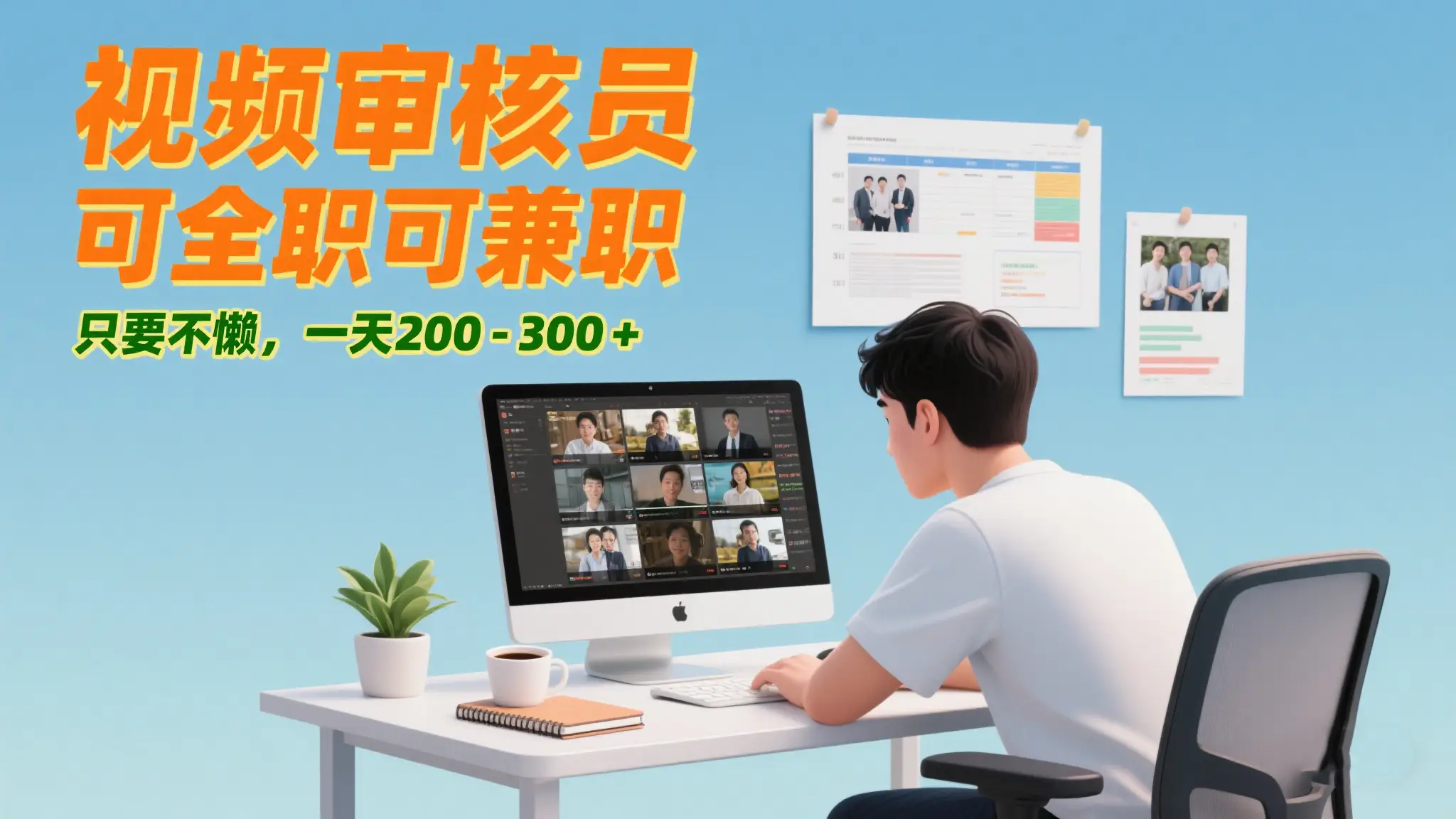 视频审核员，可全职可兼职，只要不懒，一天200-300+-创业猫