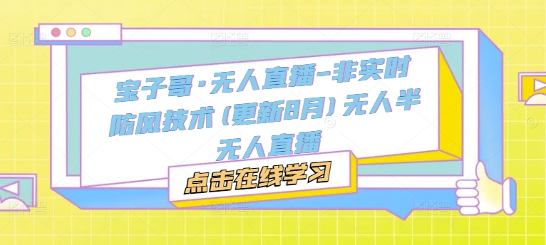宝子哥·无人直播-非实时防风技术(更新25年5月)无人半无人直播-七量思维