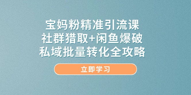 宝妈粉精准引流课，社群猎取+闲鱼爆破，私域批量转化全攻略-七量思维