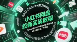 小红书网盘拉新实战教程,Canva+影刀RPA实现内容全自动化,1个小时生成7天笔记-七量思维