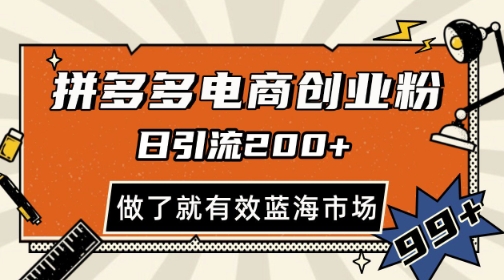 拼多多引流电商创业粉，日引200+，可矩阵放大，做了就有效【揭秘】-七量思维