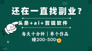 头条全新玩发加持软件搬视频，每天十分钟，单个作品收入200-500左右-七量思维