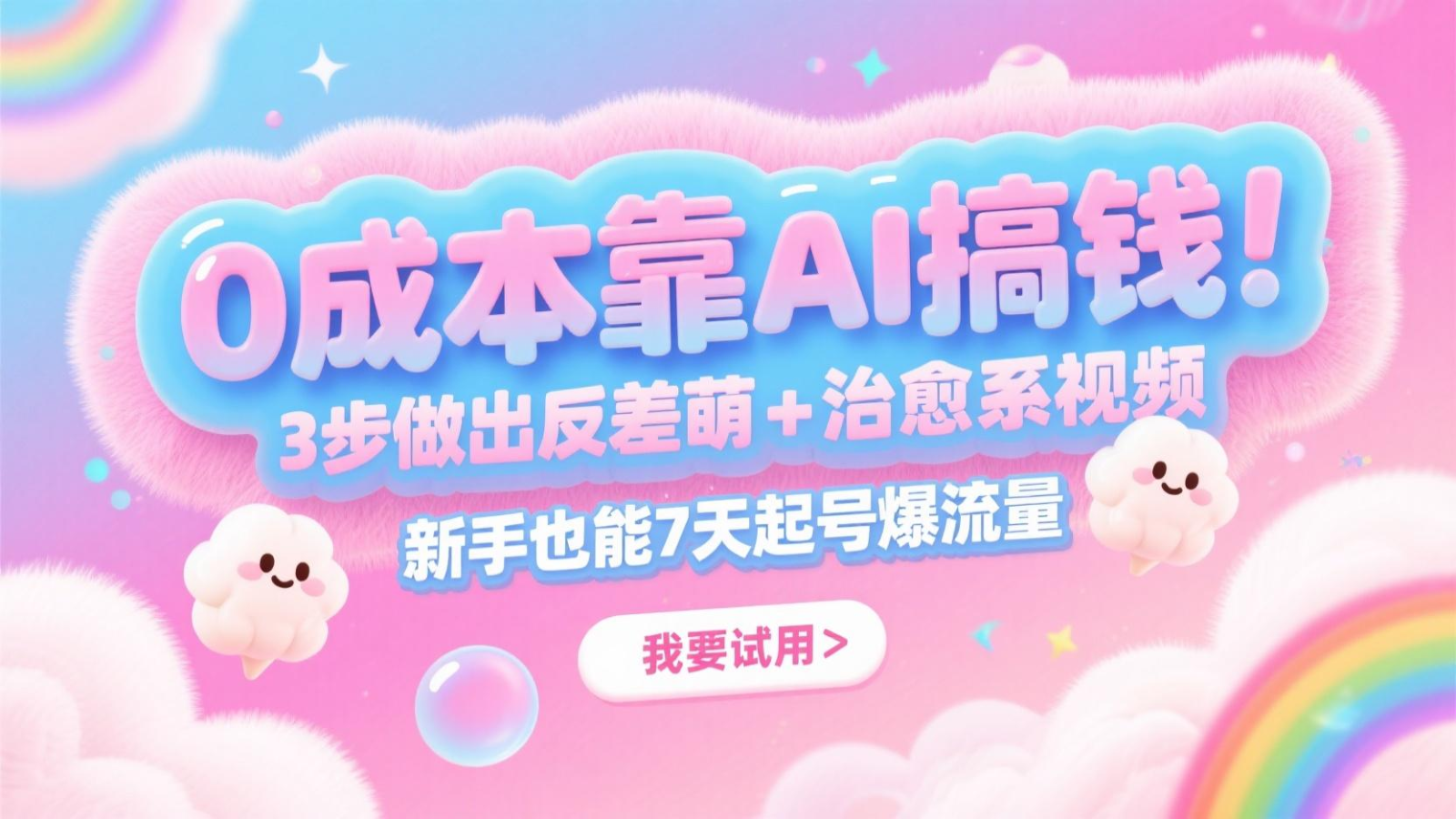 0成本靠AI搞钱！3步做出反差萌+治愈系视频，新手也能7天起号爆流量，月入5位数-七量思维