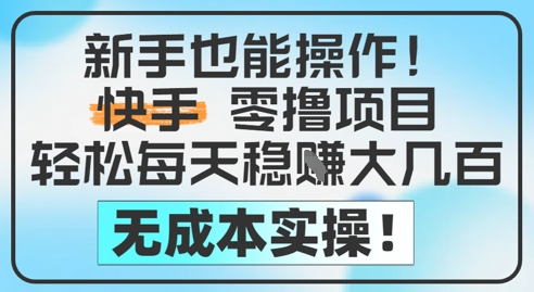 新手也能操作，快手零撸挣米，轻松每天挣2-5张，完全无成本-七量思维