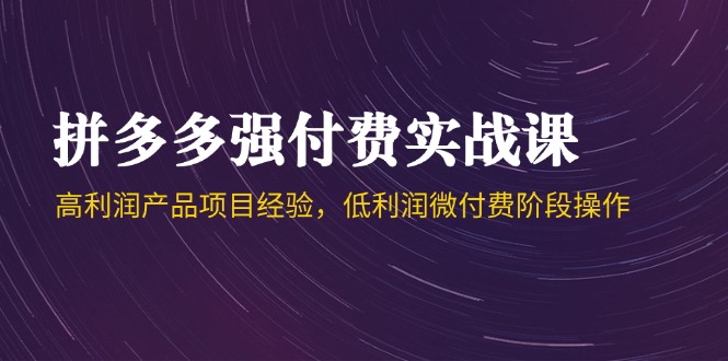 拼多多强付费实战课-44期，高利润产品项目经验，低利润微付费阶段操作-七量思维