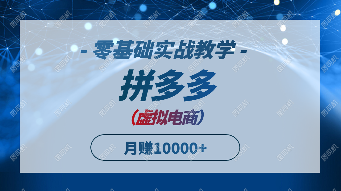 拼多多虚拟电商，零基础实战教学，快速打爆商品，新手也能月入10000+-七量思维