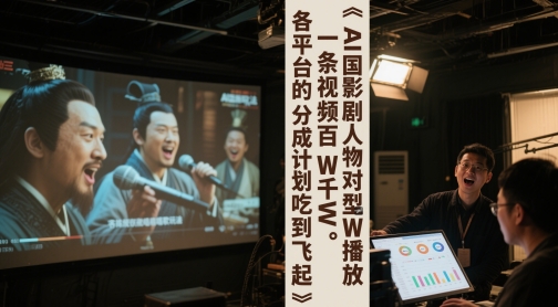 AI三国影视剧人物对口型唱歌玩法，一条视频百W千W播放，各平台的分成计划吃到飞起-七量思维