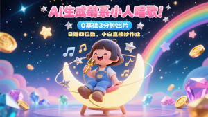 AI生成萌系小人唱歌！0基础3分钟出片，28个作品涨粉9万，日赚四位数，小白直接抄作业-七量思维