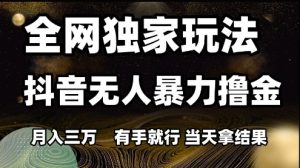 全网独家玩法抖音无人暴力撸金，月入3W，有手就行，当天拿结果【揭秘】-七量思维