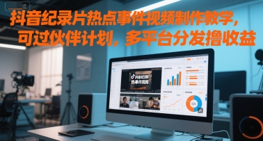 抖音纪录片热点事件视频制作教学，可过伙伴计划，多平台分发撸收益-七量思维