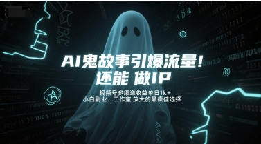 AI鬼故事引爆流量，还能做IP，视频号多渠道收益单日1k+，小白副业、工作室放大的最佳选择-七量思维