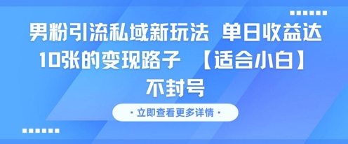 男粉引流私域新玩法，单日收益达10张的变现路子 【适合小白】不封号-七量思维