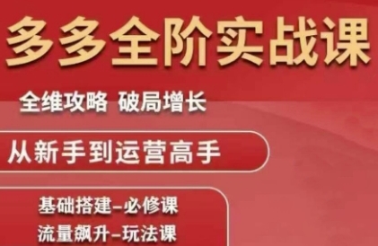 拼多多全阶实战课程，全维攻略，破局增长，从新手到运营高手-七量思维