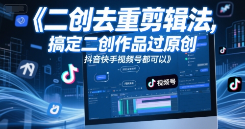 短视频二创去重剪辑法，搞定二创作品过原创，抖音快手视频号都可以-七量思维