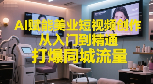 AI赋能美业短视频创作，从入门到精通，打爆同城流量，超级AI工具短视频实操落地-七量思维