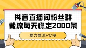 抖音直播间粉丝群暴力截流,一台电脑每天稳定2000条数据【揭秘】-七量思维