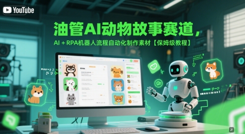 油管AI动物故事赛道，AI+RPA机器人流程自动化制作素材【保姆级教程】-七量思维