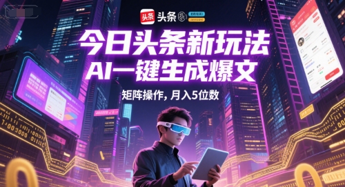 今日头条新玩法，AI一键生成爆文，矩阵操作，月入5位数-七量思维