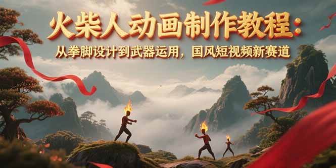 火柴人动画制作教程：从拳脚设计到武器运用，国风短视频新赛道-七量思维
