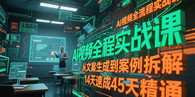 AI视频全流程实战课，从文案生成到案例拆解，14天速成45天精通-七量思维