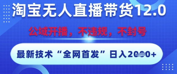 淘宝无人直播带货12.0，最新技术，不封号，不违规，操作简单，开播爆单，日入多张【揭秘】-七量思维