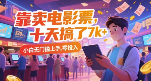 靠卖电影票，十天搞了7k+，小白无门槛上手，零投入【揭秘】-七量思维