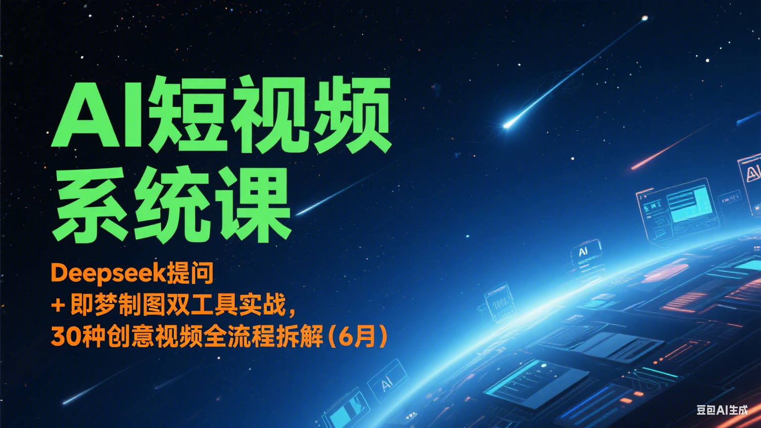 AI短视频系统课：Deepseek提问 + 即梦制图双工具实战，30种创意视频全流程拆解(6月)-七量思维