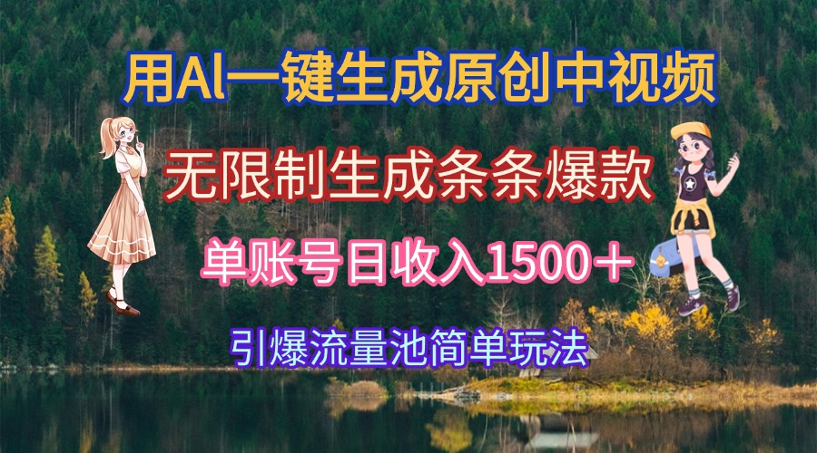 用Al一键生成原创中视频，无限制生成条条爆款，单账号日收入1500＋引爆…-七量思维