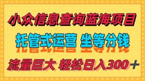 稳定日入300＋，小众信息查询蓝海项目，全程懒人式托管，解放你的时间-七量思维