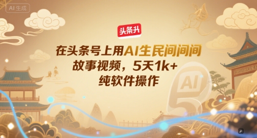 在头条号上用AI生民间故事视频，5天1k+，纯软件操作-七量思维